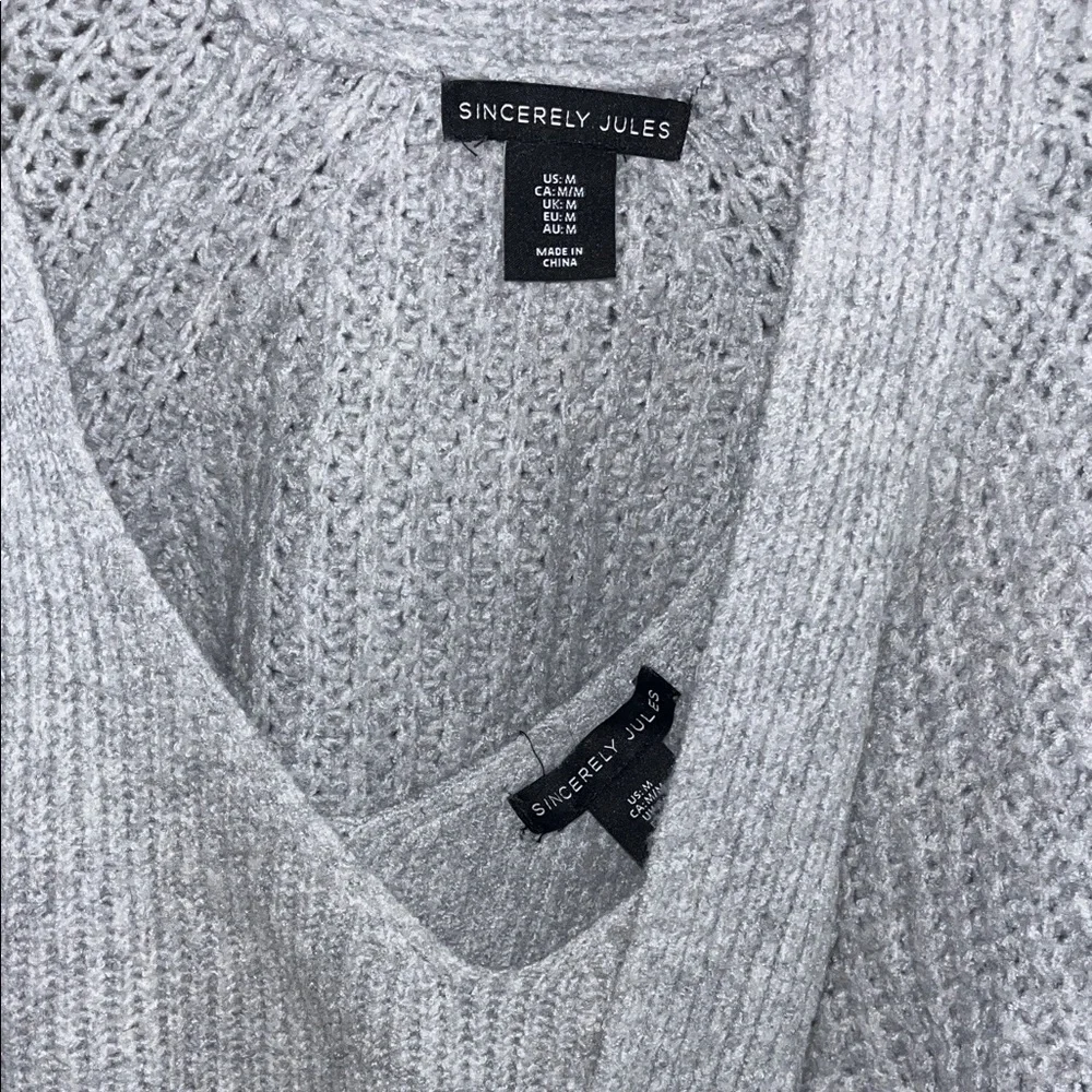 Sincerely Jules Light Gray Women's Cardigan Set - Picture 2 of 3